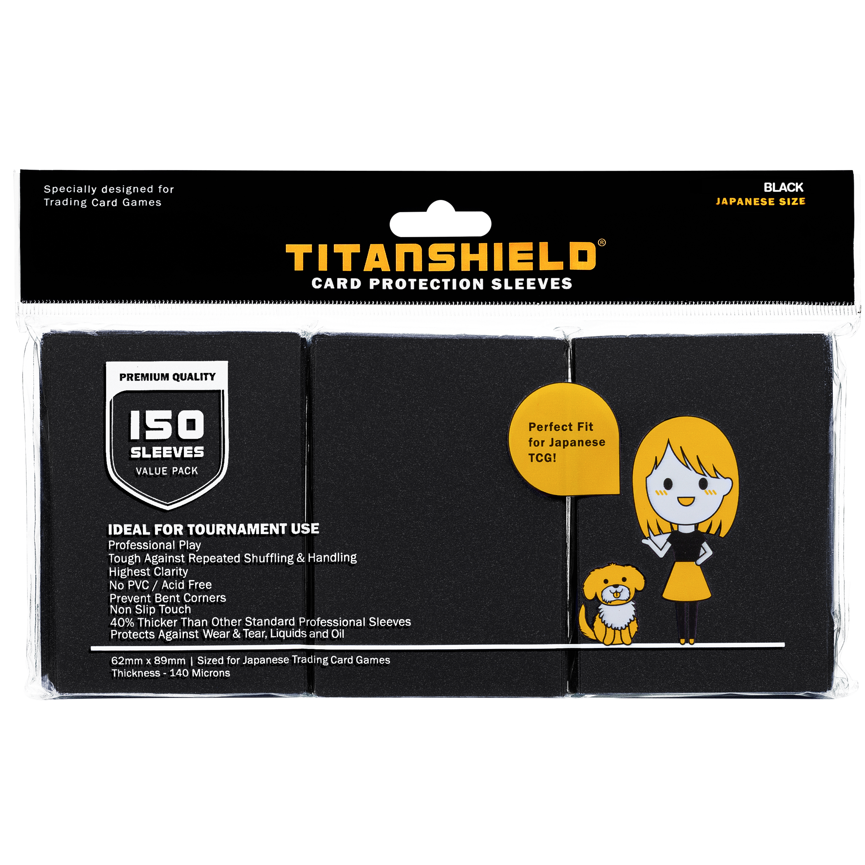 Black Japanese Sized Trading Card Sleeves – TitanShield®