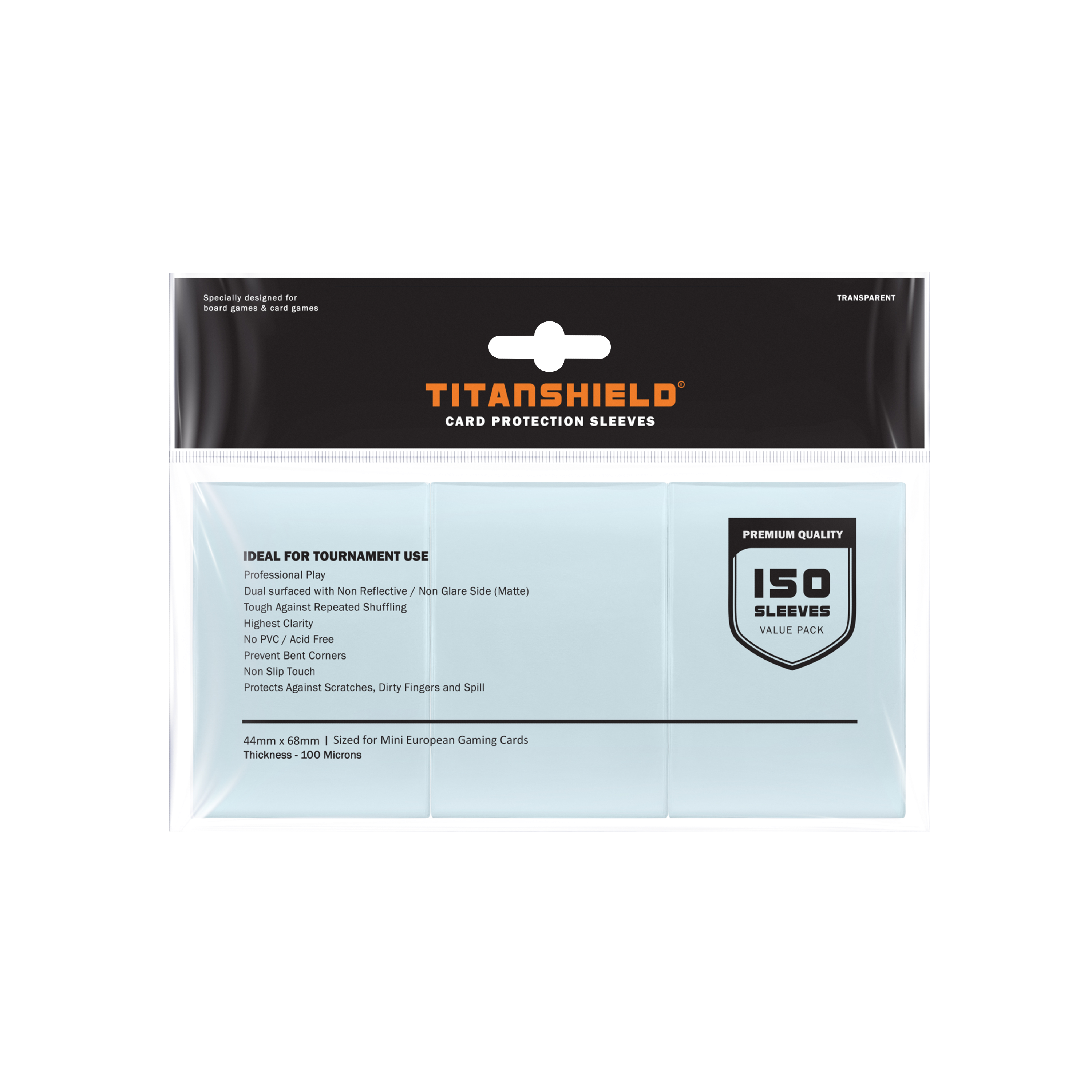 TitanShield (150 Sleeves) Mini European Sized Board Game Card Sleeves TitanShield (150 Sleeves) Mini European Sized Board Game Card Sleeves