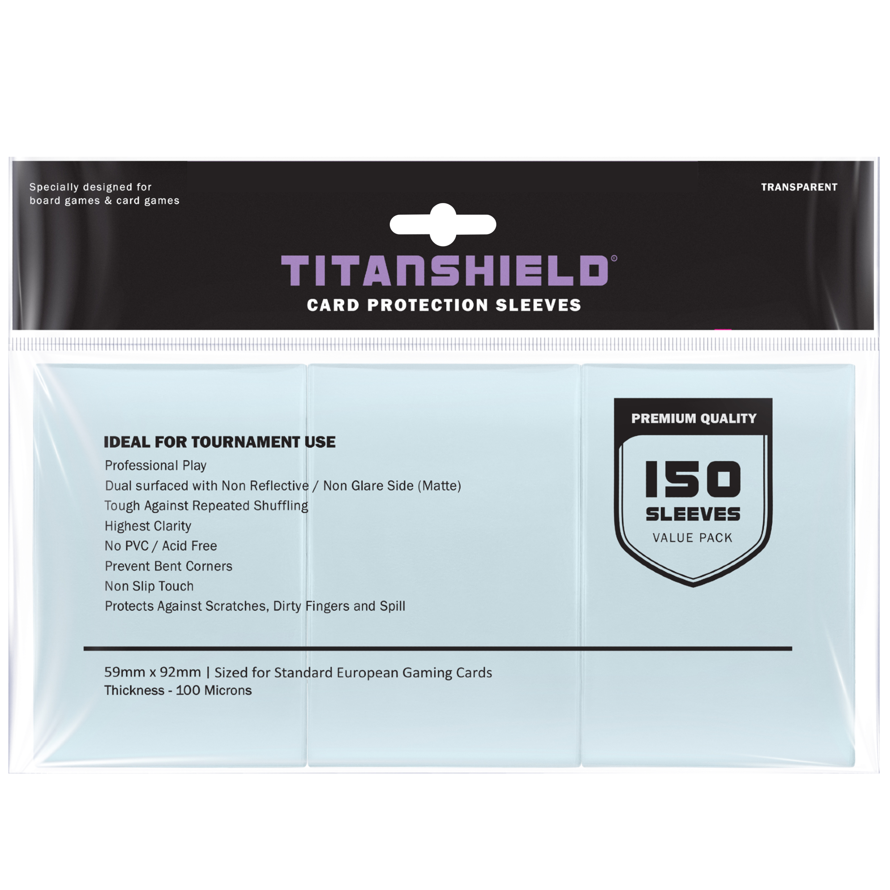 Standard European Size Board Game Card Sleeves | TitanShield TitanShield Standard European Size Board Game Card Sleeves | TitanShield TitanShield