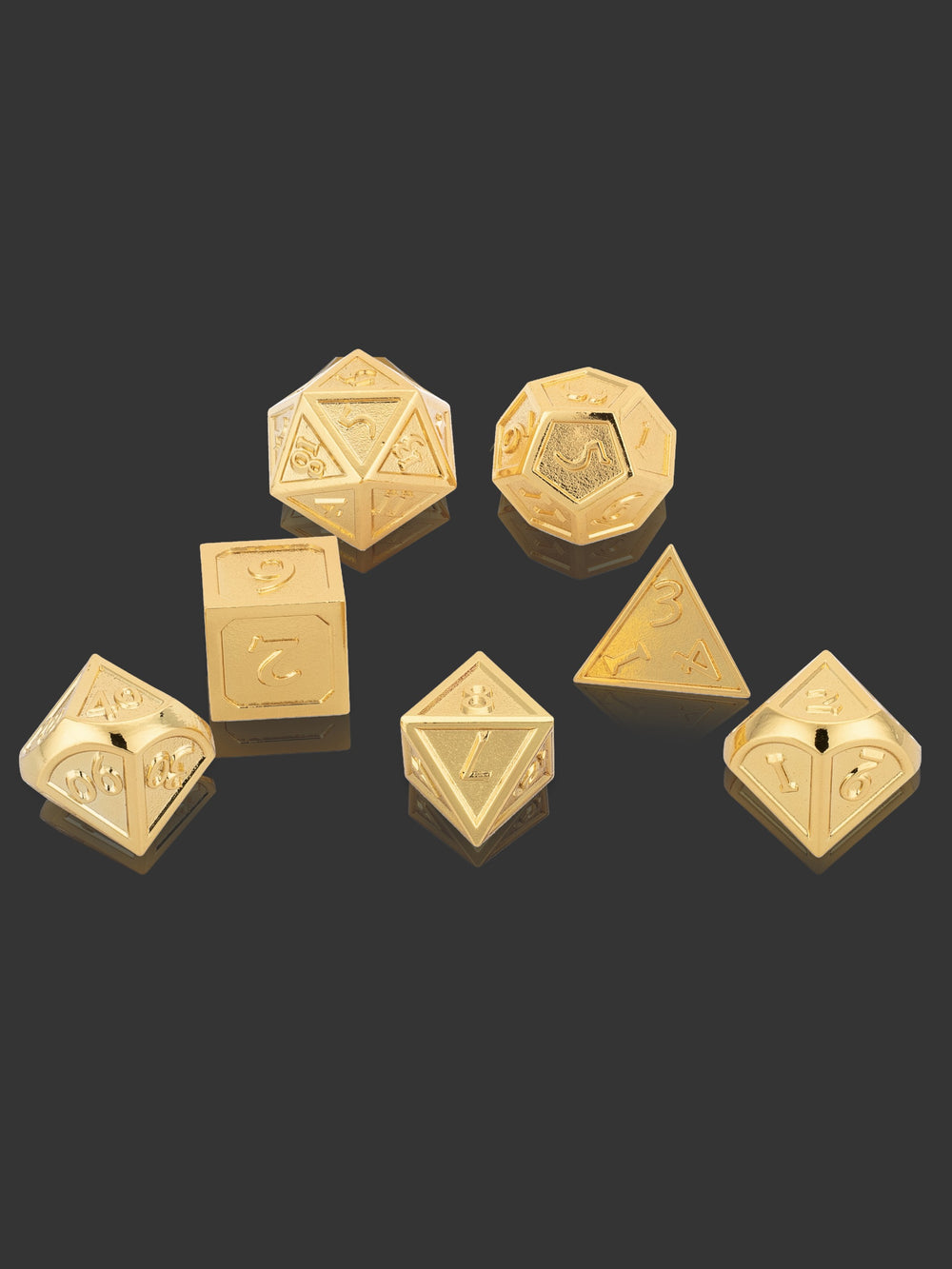 Solid Gold Polyhedral 7-Piece Metal Dice Set