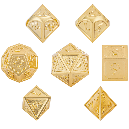 Solid Gold Polyhedral 7-Piece Metal Dice Set