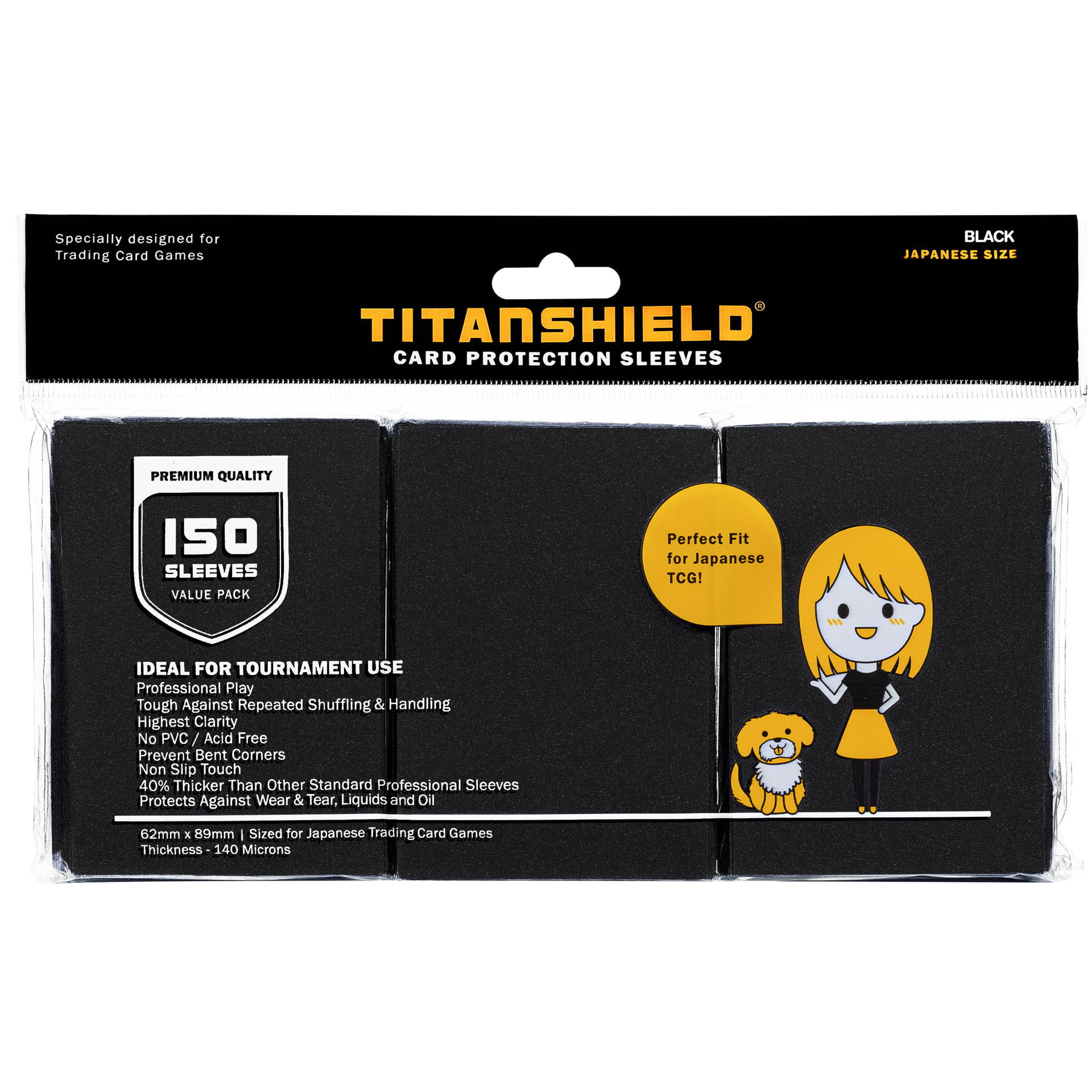 Black Japanese Sized Trading Card Sleeves – TitanShield®