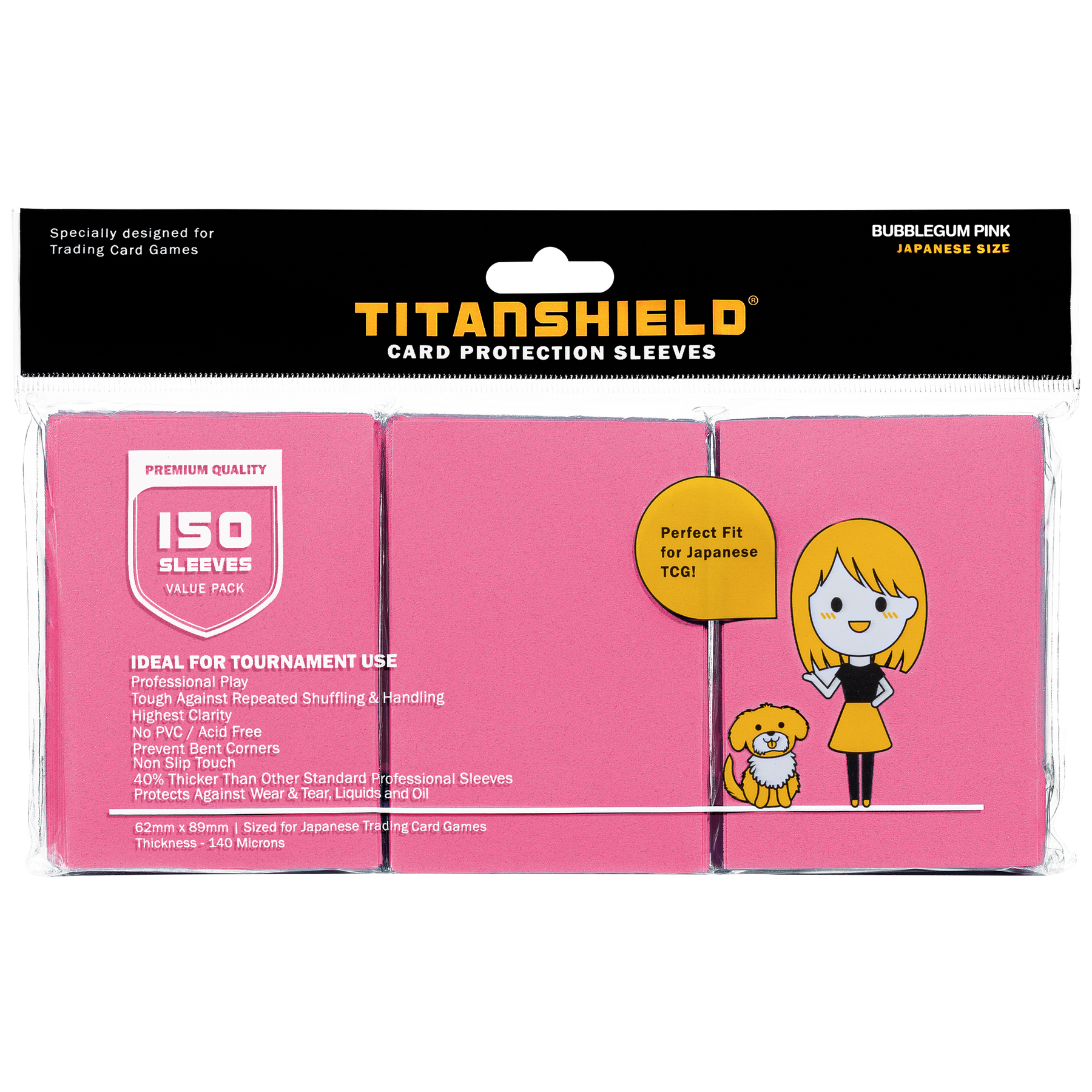 custom card sleeves japanese size Bubblegum Pink Japanese Card Sleeves – TitanShield®
