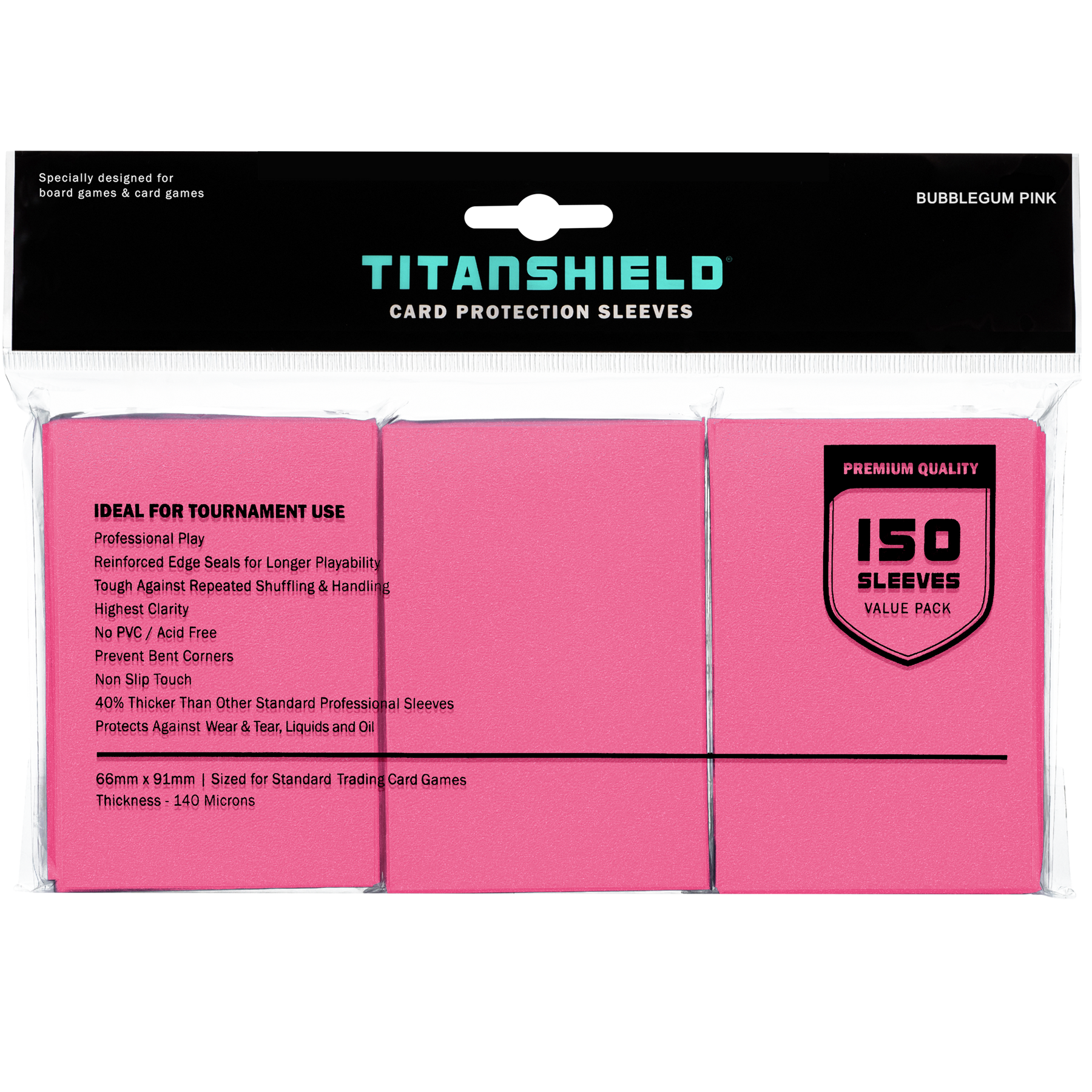 Bubblegum Pink Card Sleeves | Standard Size TitanShield Bubblegum Pink Card Sleeves | Standard Size TitanShield