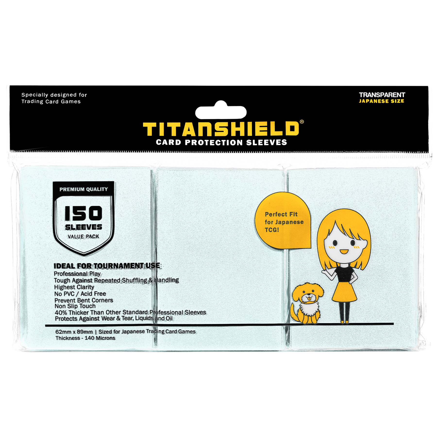 Titanshield (150 Sleeve/Clear) Small Japanese Sized Trading Card Sleeves Deck Protector For Yu-Gi-Oh, Cardfight!! Vanguard & Photocards Titanshield (150 Sleeve/Clear) Small Japanese Sized Trading Card Sleeves Deck Protector For Yu-Gi-Oh, Cardfight!! Vanguard & Photocards