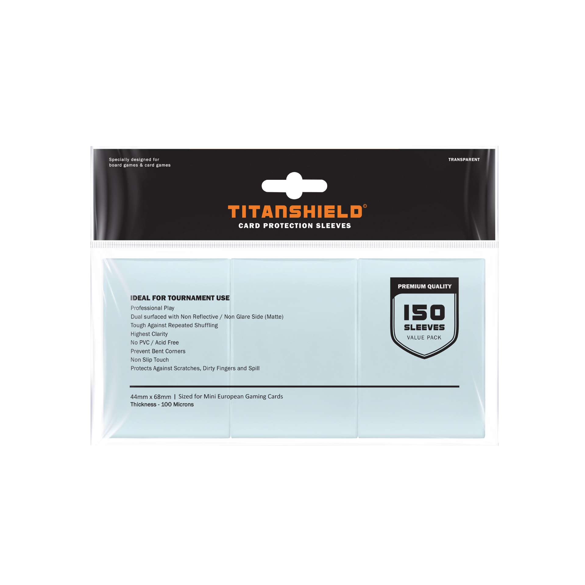 TitanShield (150 Sleeves) Mini European Sized Board Game Card Sleeves