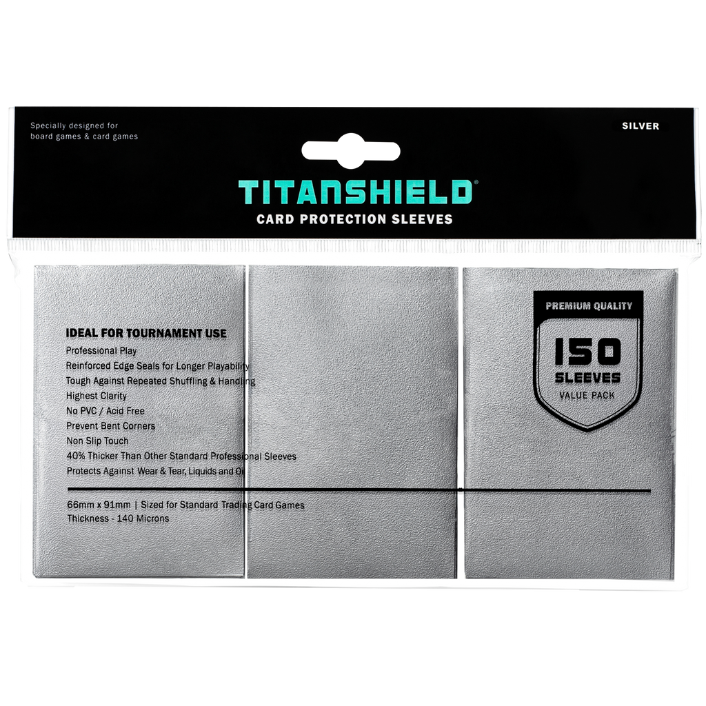 TitanShield (150 Silver Sleeves) Compatible with MTG Magic The Gathering, Lorcana, Board Games and Trading Cards 2.5