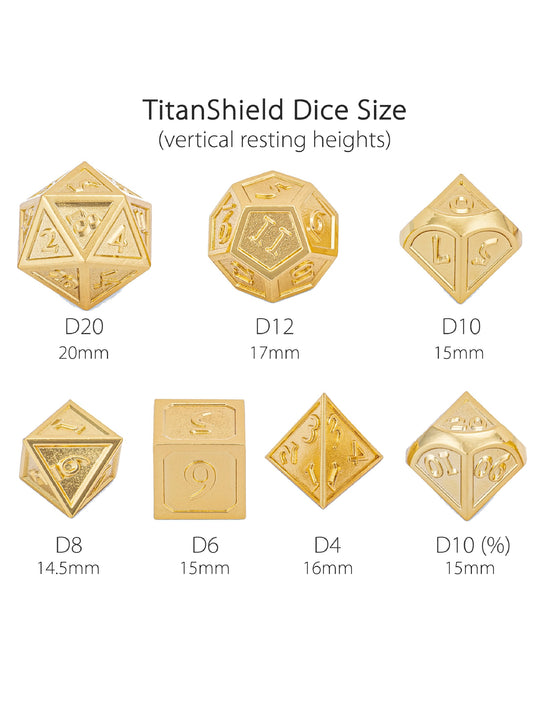 Solid Gold Polyhedral 7-Piece Metal Dice Set