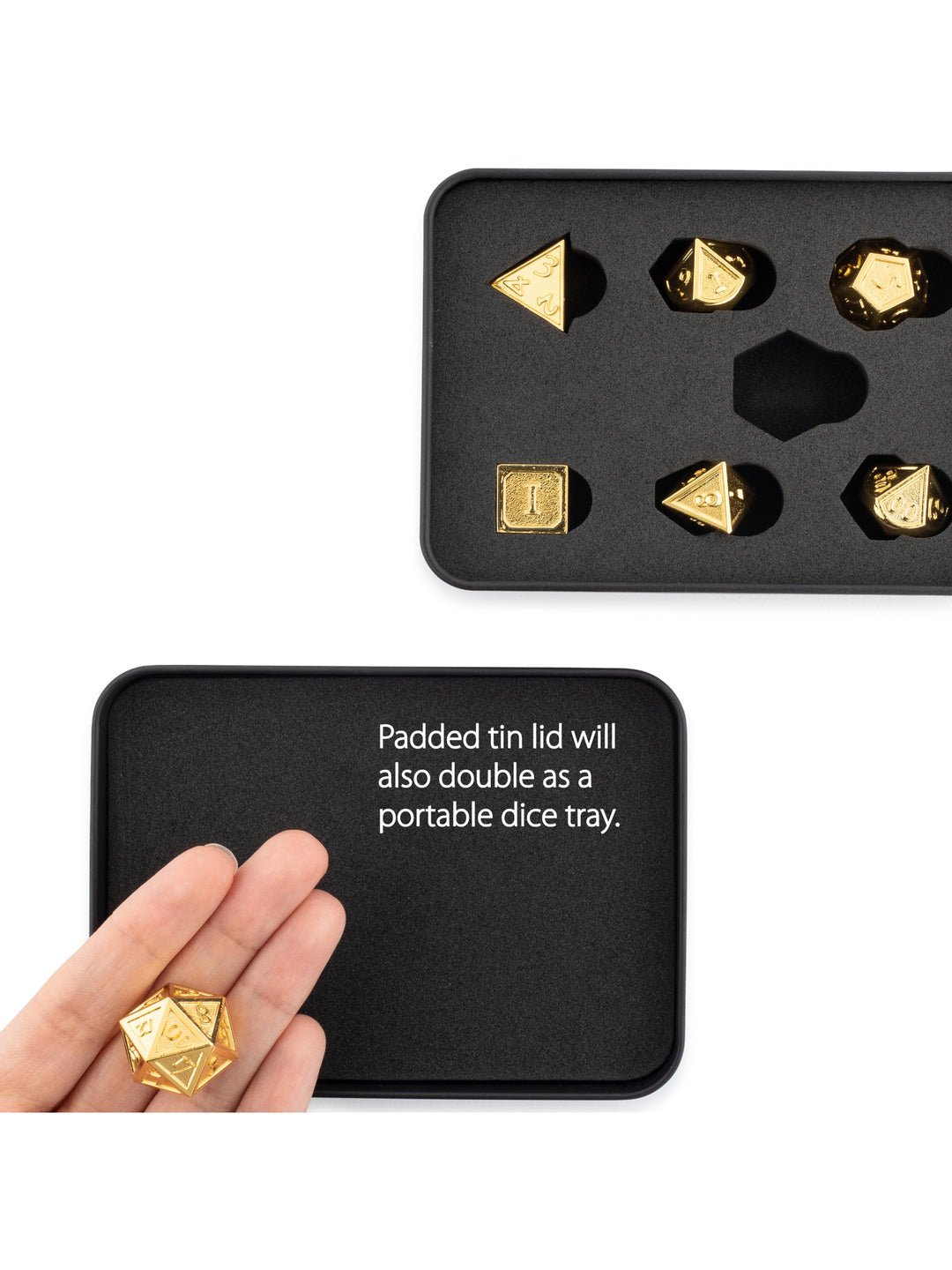 Solid Gold Polyhedral 7-Piece Metal Dice Set