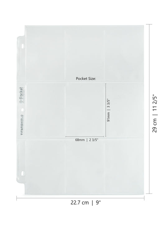 9-Pocket Trading Card Pages (100 Pages)